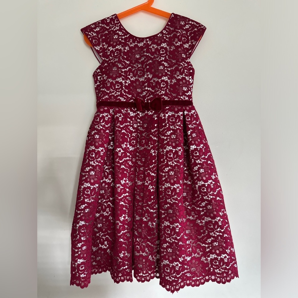 Elegant Lace Kids Dress in Burgundy